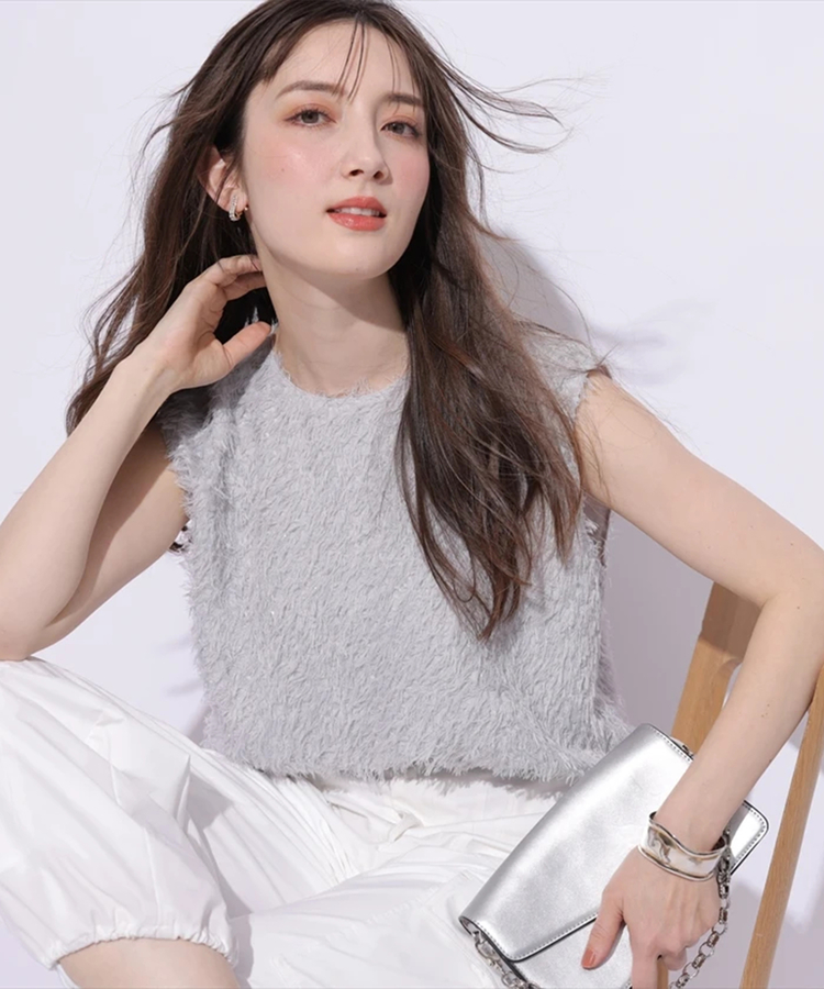 新品未使用タグ付き☆フレンチスリーブふわもこトップス 2024 新品タグ