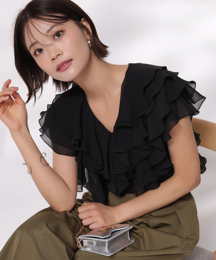 阪急うめだ本店限定》フリルショートブラウス | シャツ・ブラウス 