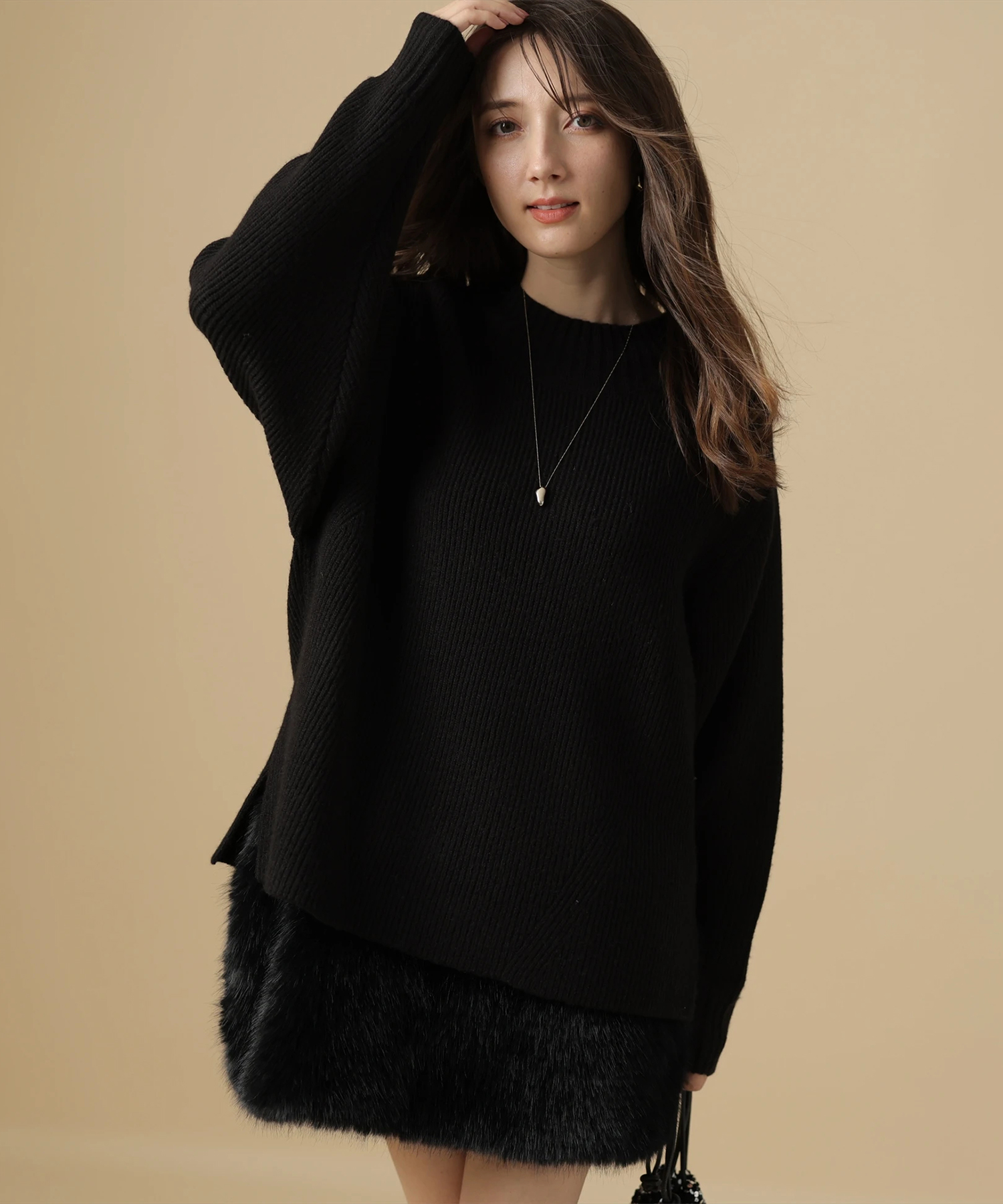 裾ファーレイヤードチュニックワンピース | ワンピース | Apuweiser