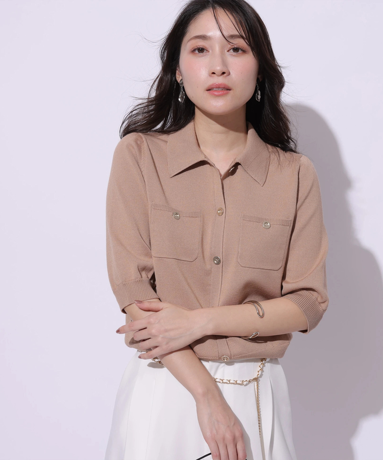 店舗限定》衿付5分袖プルオーバー | ニット | Apuweiser-riche