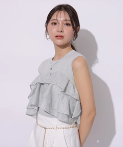 【新品Apuweiser-riche】レース編み込みニット Apuweiser-riche - Apuweiser-riche 3Dフラワーショルダー刺繍