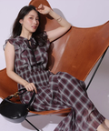 Apuweiser-riche　美品　チェックワンピース　ターコイズ 店舗限定》シアーチェックプリントワンピース | ワンピース