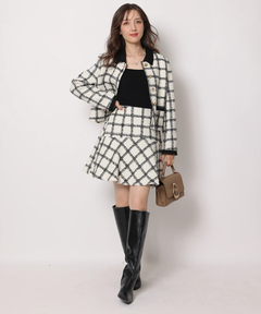 Apuweiser-riche(アプワイザー・リッシェ) |ツイードフレアミニスカート