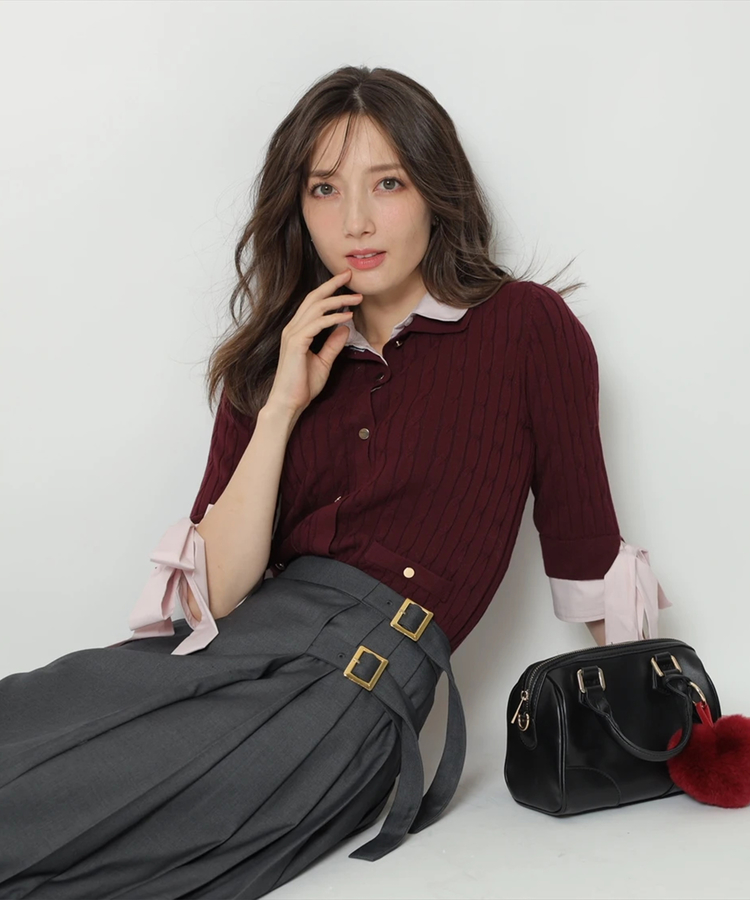 アプワイザーリッシェ 袖リボンレイヤードリブニット 2025新作 Arpege story ルクア大阪店限定》袖リボンレイヤードリブニット