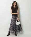 ベルト付イレヘムエアリーチェックスカート | スカート