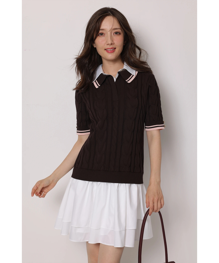 2025 アプワイザーリッシェ ケーブルスキッパーレイヤードミニワンピース 今期 アプワイザー・リッシェ Apuweiser-riche ケーブルスキッパー