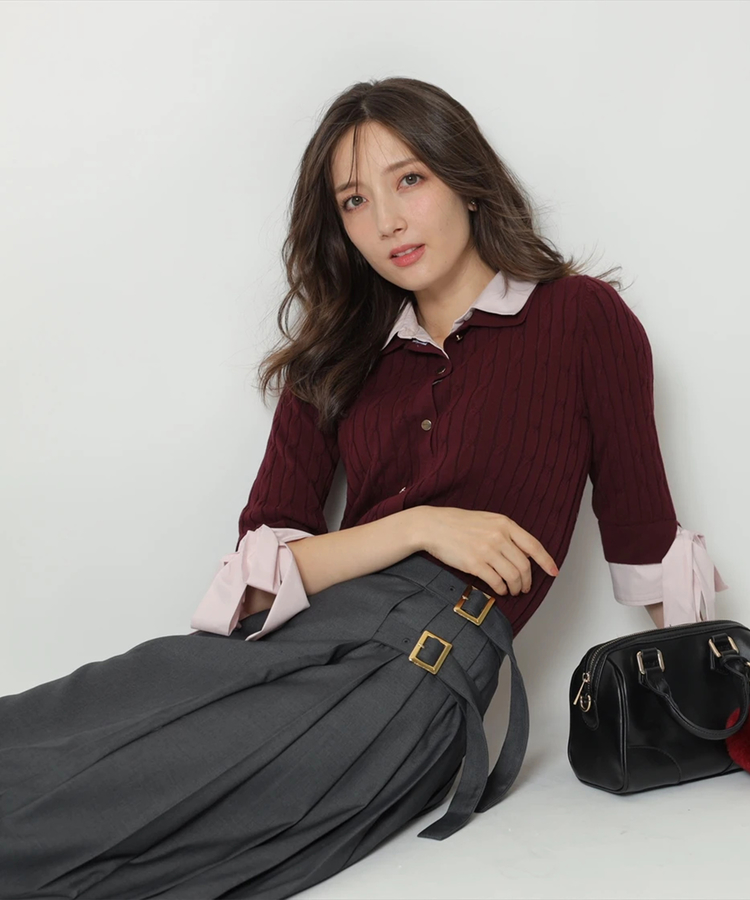 ルクアイーレPOP UP STORE限定カラー》サイドプリーツWベルト