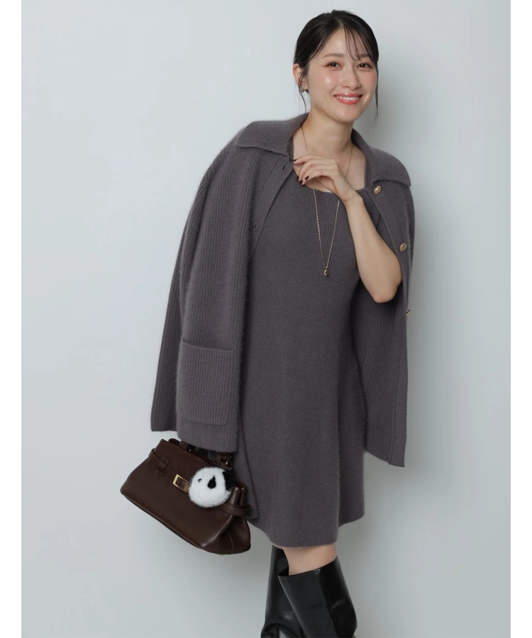 新品♡アプワイザーリッシェ　3Dフラワーモチーフカーディガン　ネイビー 新品♡アプワイザーリッシェ 3Dフラワーモチーフカーディガン