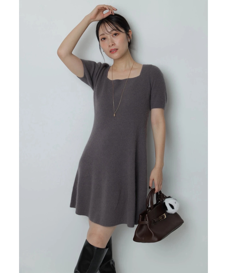 ルミネ限定》ふわふわ半袖スクエアニットワンピース | ワンピース