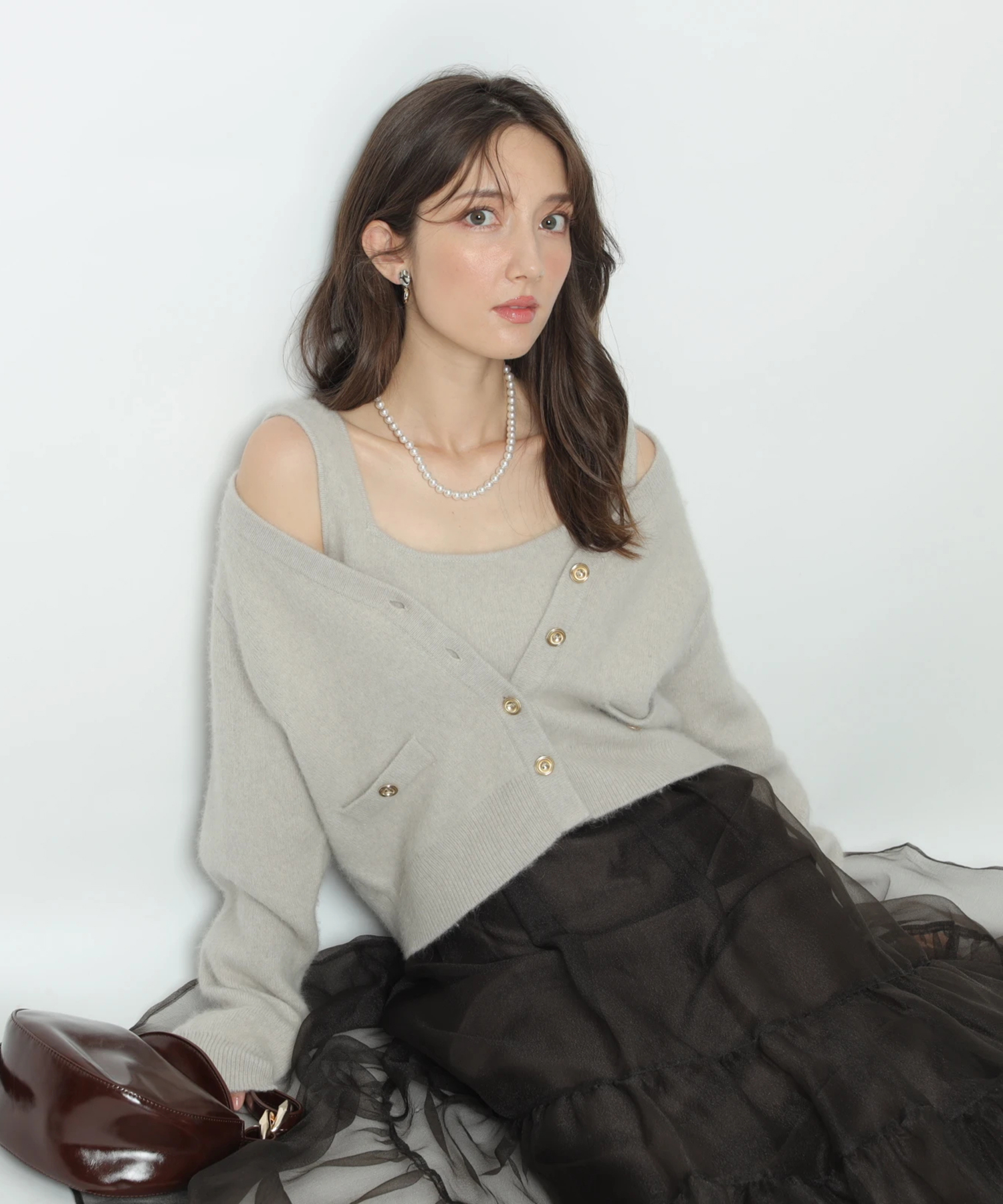 Arpege story玉川高島屋限定】テディVネックアンサンブル Arpege story玉川高島屋限定】テディVネックアンサンブル