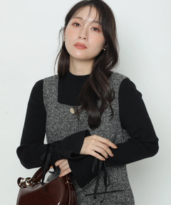 Apuweiser-riche(アプワイザー・リッシェ) |袖リボンフレアスリーブニット