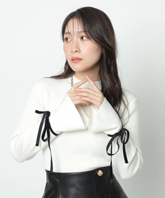 Apuweiser-riche(アプワイザー・リッシェ) |袖リボンフレアスリーブニット