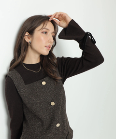 Apuweiser-riche(アプワイザー・リッシェ) |袖リボンフレアスリーブニット