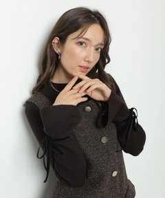 Apuweiser-riche(アプワイザー・リッシェ) |袖リボンフレアスリーブニット