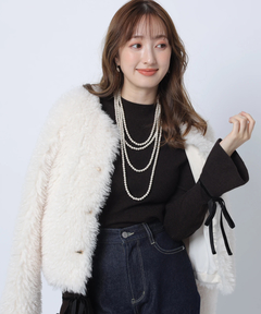 Apuweiser-riche(アプワイザー・リッシェ) |袖リボンフレアスリーブニット