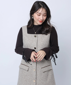 Apuweiser-riche(アプワイザー・リッシェ) |袖リボンフレアスリーブニット