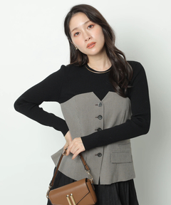 スタッフコーディネート】ベアビスチェドッキングニット｜emi