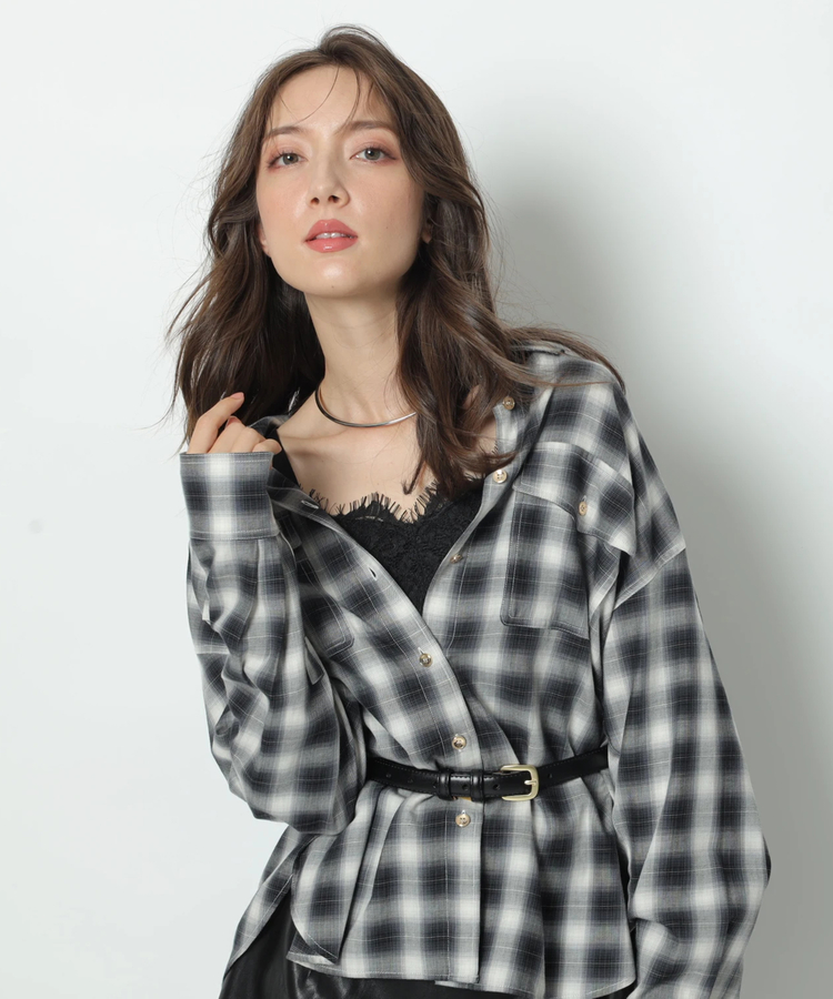 新品タグ付Apuweiser-riche チェックシャツレーストリムニットセット チェックシャツレーストリムニットセット | アンサンブル