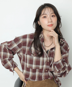 アプワイザーリッシェ　チェックシャツレーストリムニットセット　特殊ホワイト　新品 アプワイザーリッシェ チェックシャツレーストリムニットセット 特殊