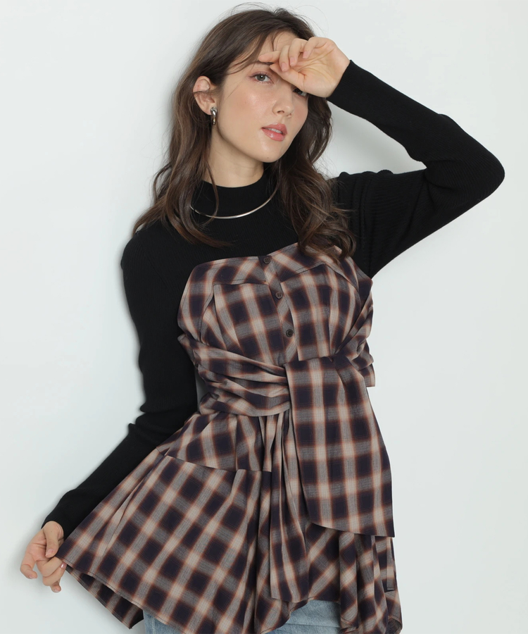 チェックシャツドッキングニット | ニット | Apuweiser-riche