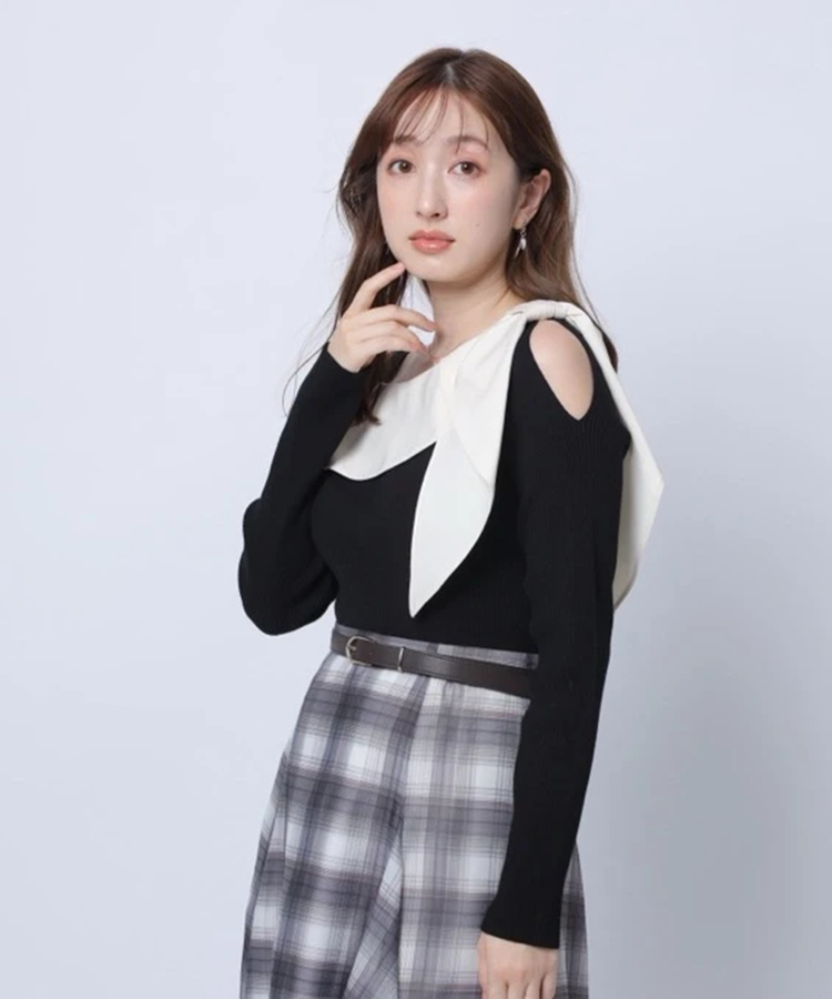 リボンカラーオフショルニット | ニット | Apuweiser-riche