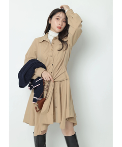 スタッフコーディネート】シャツレイヤードワンピース｜tomo