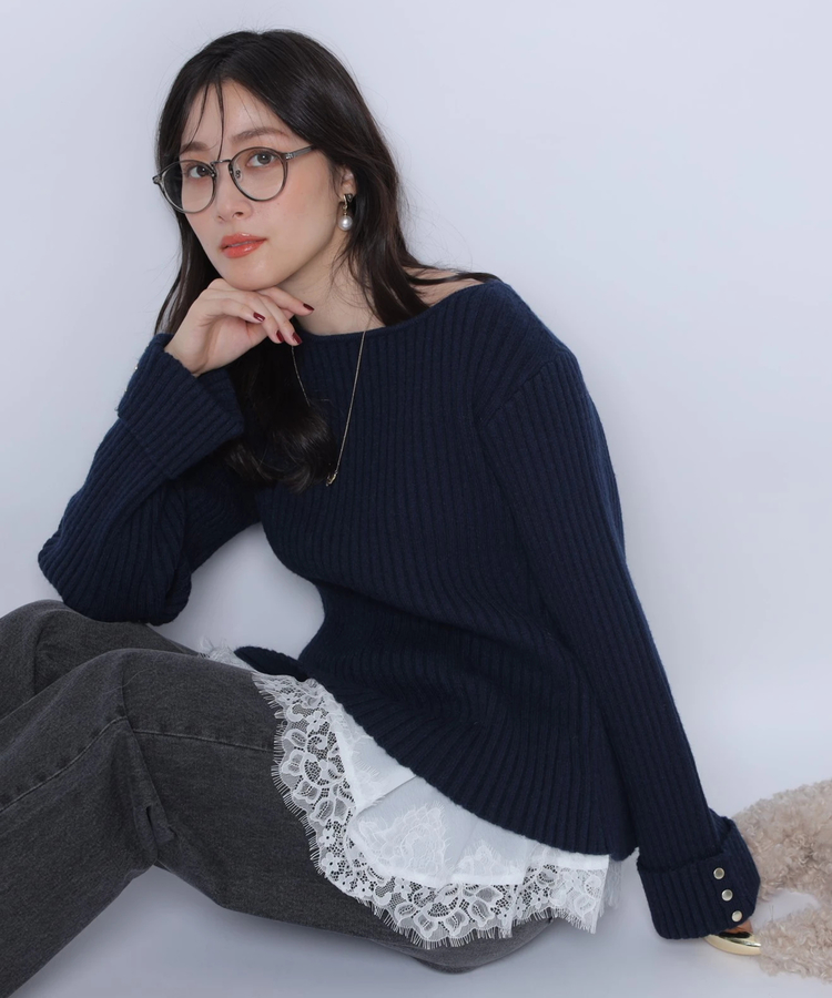 Arpege story限定】レースヘムキャミセットニットチュニック | ニット