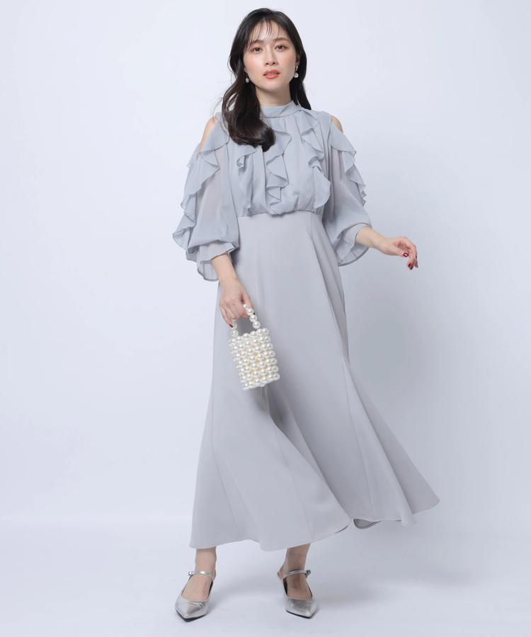 Apuweiser-riche ショルダーフリルワンピース ショルダーフリルドッキングワンピース | ワンピース