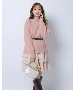 新品同様 ジャスグリッティー チェックワンピース Arpege storyピンク Arpege story限定】バリエーションプリントワンピース