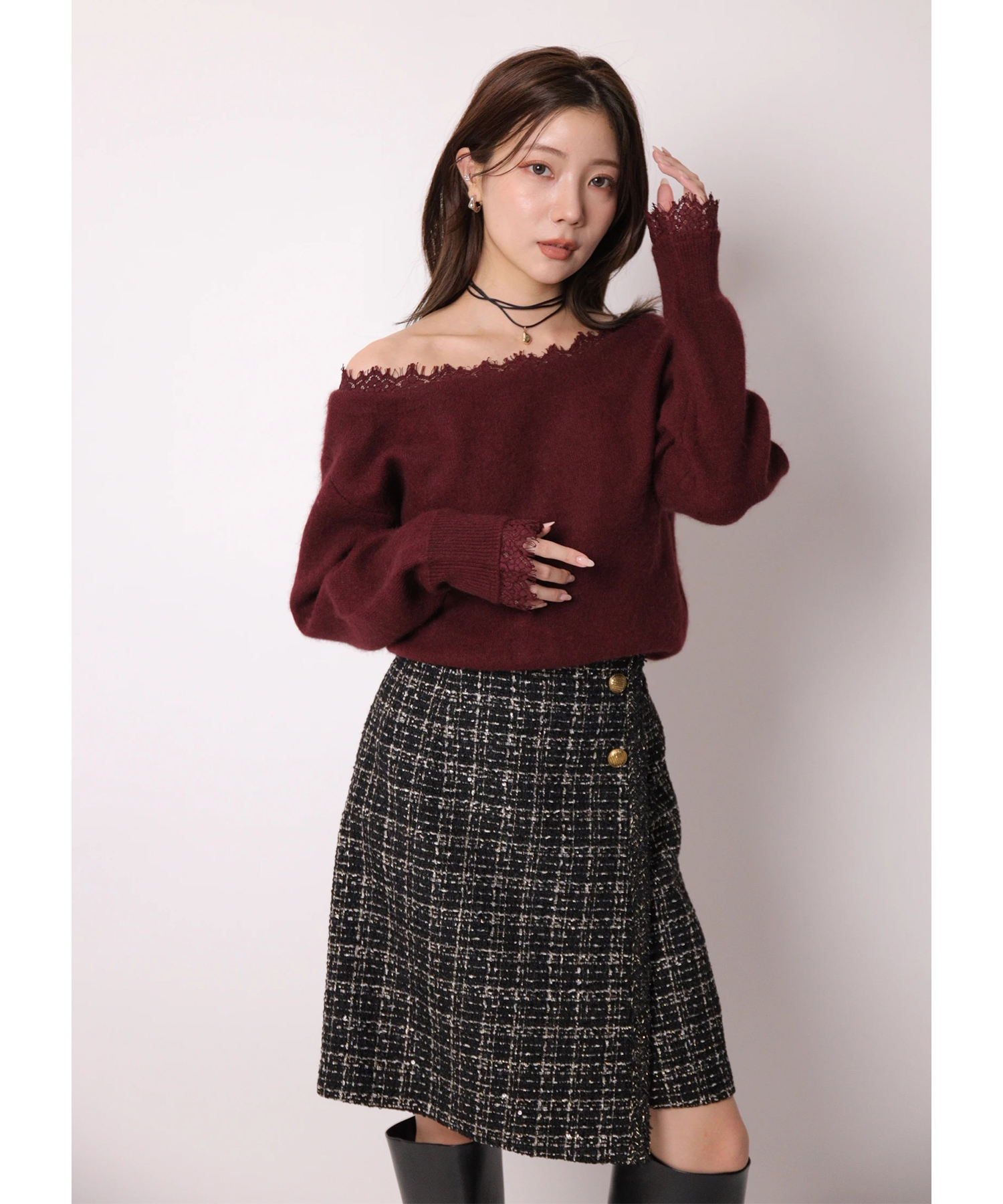 ラップツイードミニスカート | スカート | Apuweiser-riche
