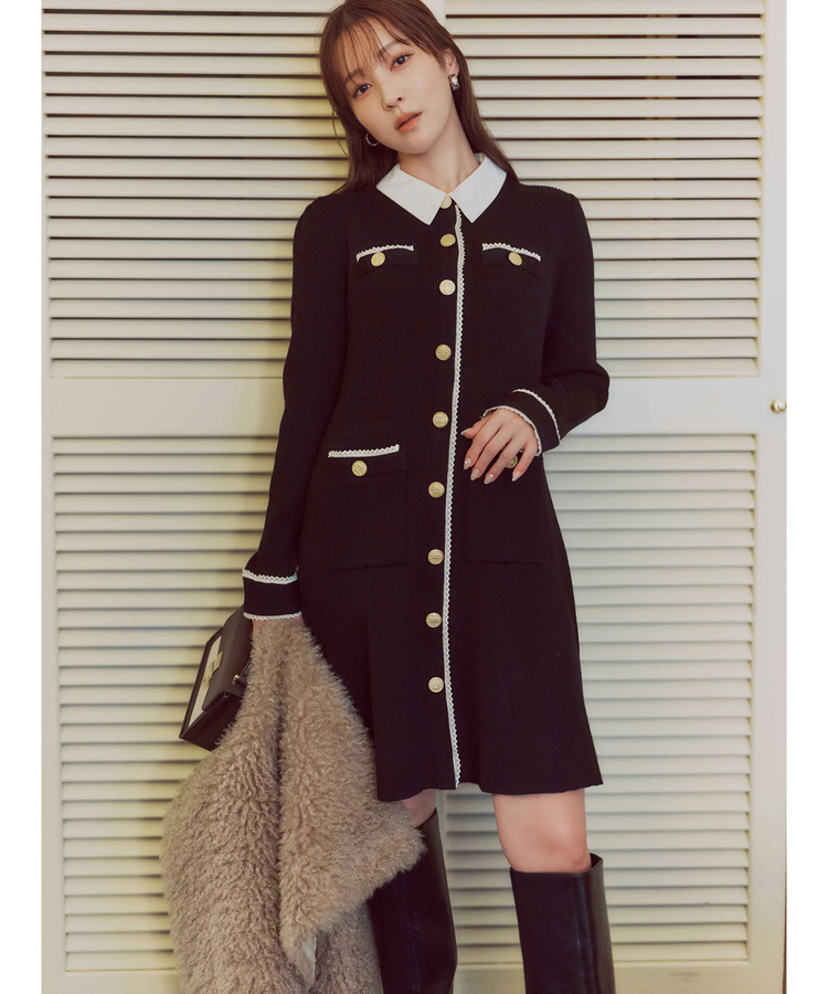 衿付2wayレーストリムニットワンピース | ワンピース | Apuweiser