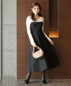 Apuweiser-riche(アプワイザー・リッシェ) |袖レースビスチェ切替ワンピース