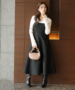 Apuweiser-riche(アプワイザー・リッシェ) |袖レースビスチェ切替ワンピース