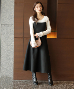 Apuweiser-riche(アプワイザー・リッシェ) |袖レースビスチェ切替ワンピース