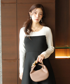 Apuweiser-riche(アプワイザー・リッシェ) |袖レースビスチェ切替ワンピース