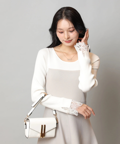 Apuweiser-riche(アプワイザー・リッシェ) |袖レースビスチェ切替ワンピース