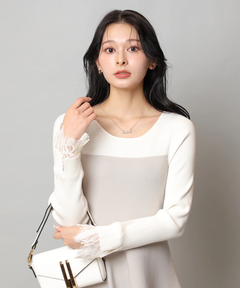 Apuweiser-riche(アプワイザー・リッシェ) |袖レースビスチェ切替ワンピース