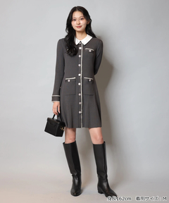 Apuweiser-riche(アプワイザー・リッシェ) |【Arpege story限定】衿付2wayレーストリムニットワンピース