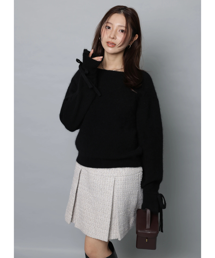 袖タックリボンふわふわプルオーバー | ニット | Apuweiser-riche
