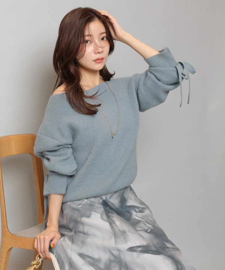 袖タックリボンふわふわプルオーバー | ニット | Apuweiser-riche