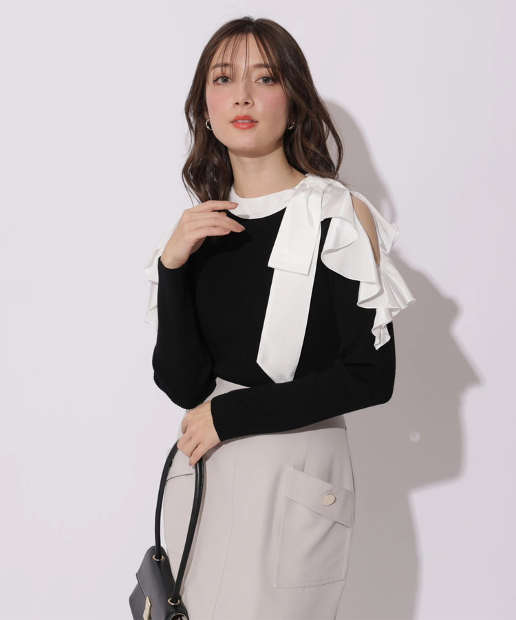 新品！新作Apuweiser-riche フリルスリーブビスチェドッキングニット アプワイザーリッシェ フリルスリーブビスチェドッキングニット 新品