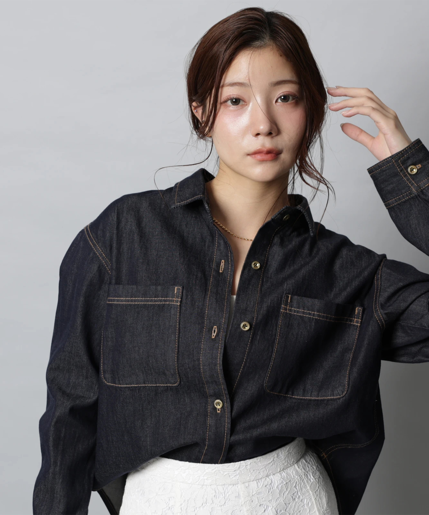 アルページュストーリー　デニム　シャツ　ピンク デニムシャツ | シャツ・ブラウス | Apuweiser-riche（アプワイザー