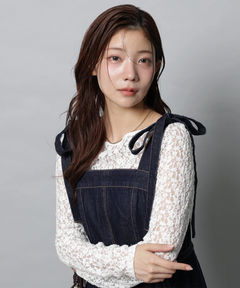 Apuweiser-riche(アプワイザー・リッシェ) |リボンショルダーデニムジャンスカ