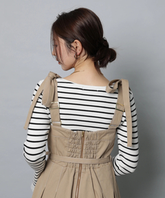 Apuweiser-riche(アプワイザー・リッシェ) |リボンショルダーデニムジャンスカ