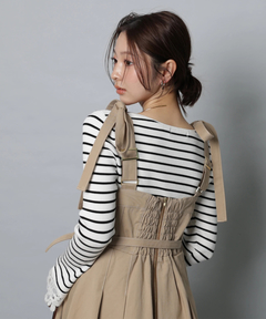 Apuweiser-riche(アプワイザー・リッシェ) |リボンショルダーデニムジャンスカ