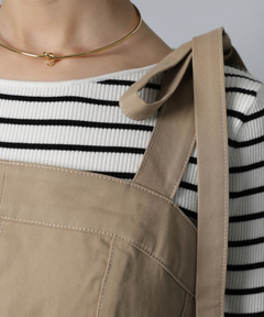 Apuweiser-riche(アプワイザー・リッシェ) |リボンショルダーデニムジャンスカ