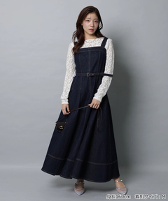 Apuweiser-riche(アプワイザー・リッシェ) |リボンショルダーデニムジャンスカ