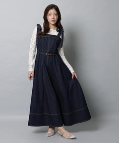 Apuweiser-riche(アプワイザー・リッシェ) |リボンショルダーデニムジャンスカ