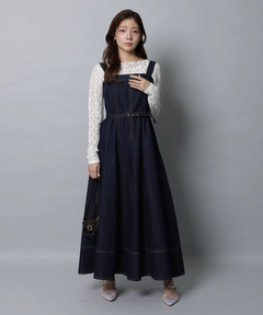 Apuweiser-riche(アプワイザー・リッシェ) |リボンショルダーデニムジャンスカ