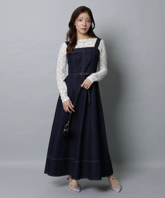 Apuweiser-riche(アプワイザー・リッシェ) |リボンショルダーデニムジャンスカ